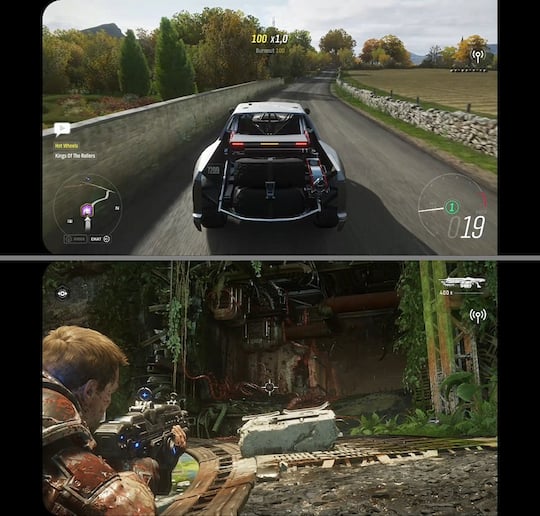 Oben Forza Horizon 4, unten Gears 5