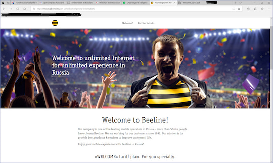 Beeline steht nicht fr den Buchstaben "B" sondern fr "Bee", die fleiige Biene. Das ist der dritte Netzbetreiber in Russland.