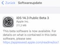 Neue Beta von iOS 14.3