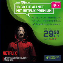 mobilcom-debitel-Tarif im Telekom-Netz mit Netflix Premium