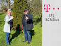 Abtsbessingens Brgermeisterin Juliane Kumpf (links) und ihr Vorgnger Benno Erdmann freuen sich ber die Telekom-Funkversorgung