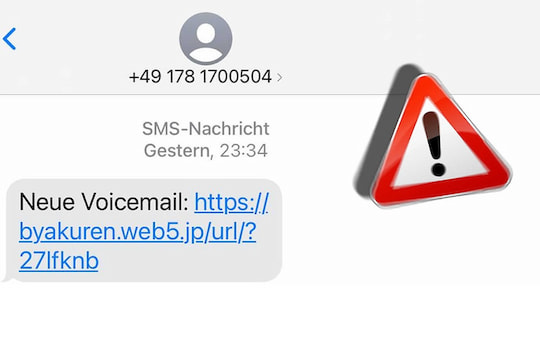 Phishing-SMS „Neue Voicemail“