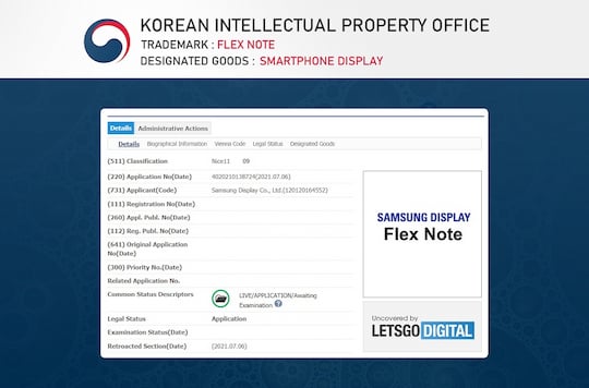 Samsung Display registriert die Marke Flex Note
