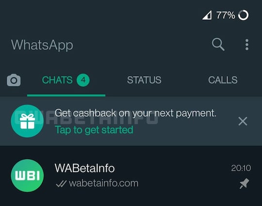 Cashback bei WhatsApp Pay