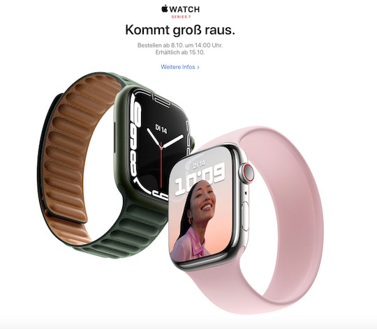 Die Apple Watch Series 7 ist ab dem 15. Oktober erhltlich