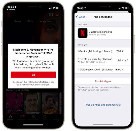 Preiserhhung bei Netflix ber den App Store