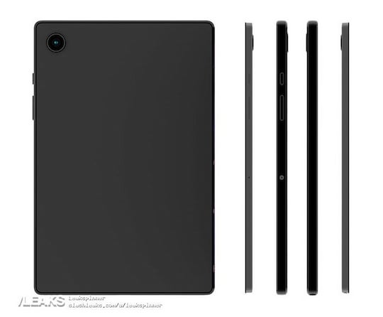 Rckseite und Seitenansicht des Galaxy Tab A8