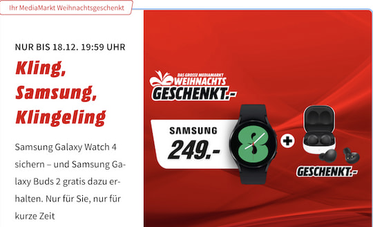 MediaMarkt-Aktion: Samsung Galaxy Watch 4 mit Galaxy Buds 2