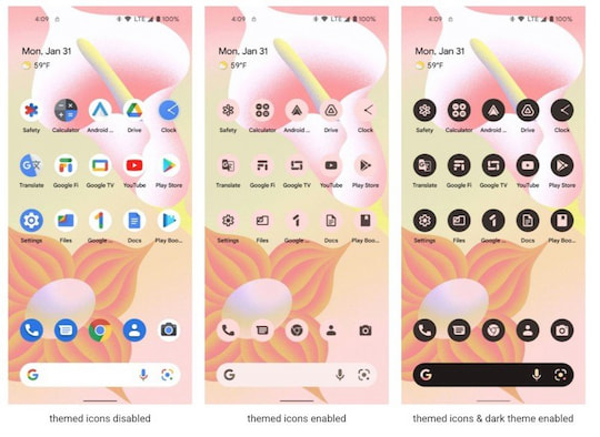 Android 13: Icons passen sich dem Hintergrundbild oder Launcher-Theme an