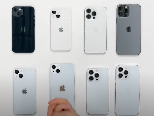 Unten iPhone-14-Serie, oben iPhone-13-Serie