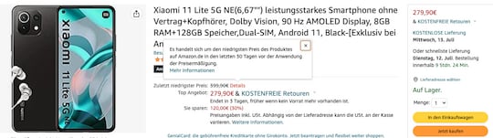 Xiaomi 11 Lite 5G NE bei Amazon