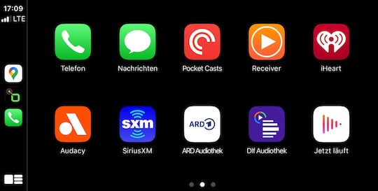 Apple CarPlay Startmen u.a. mit Webradio-Apps