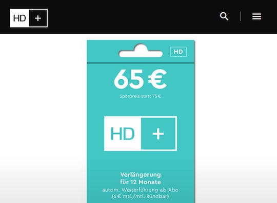 Neues Angebot von HD+