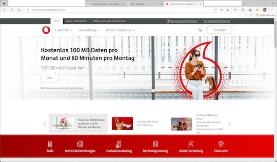 Die Webseite von Vodafone Ungarn (via Browser auf deutsch bersetzt)