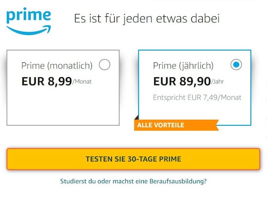 Amazon Prime hat die Preise erhht