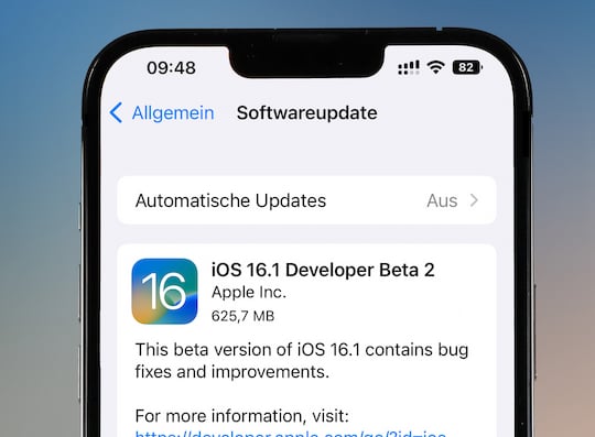 iOS 16.1 Beta 2 verfgbar