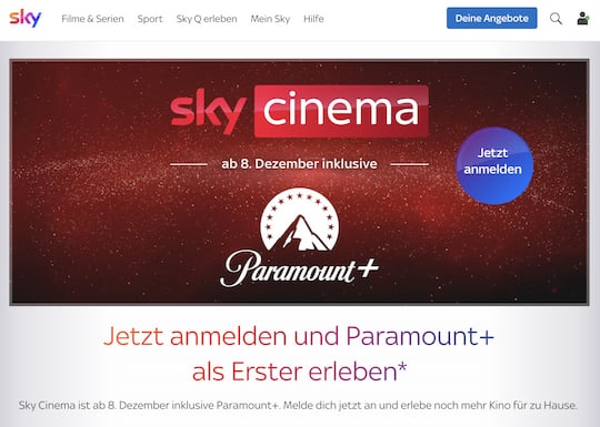 Sky-Cinema-Kunden bekommen Paramount+ ohne Aufpreis