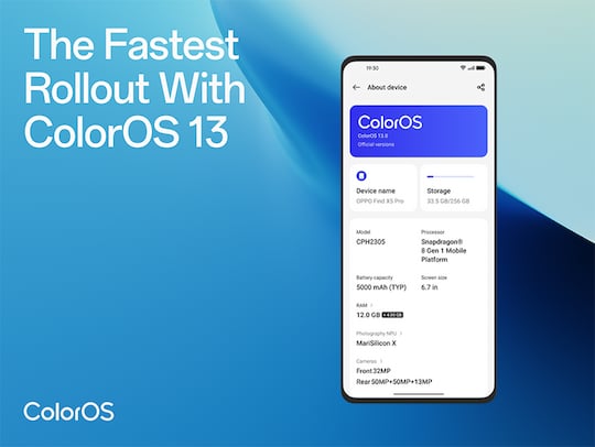Aktuellstes Smartphone-Betriebssystem von Oppo ist ColorOS 13, das auf Android 13 basiert