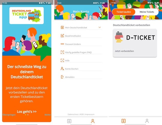 Screenshots der Deutschlandticket-App