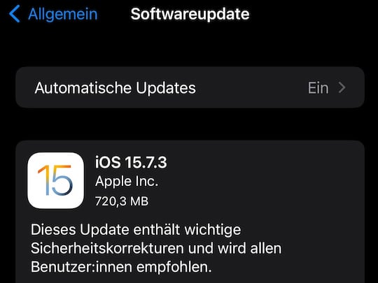 iOS 15.7.3 verfgbar