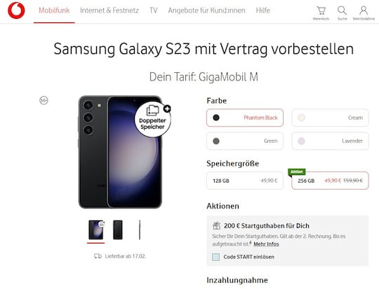 Galaxy S23 bei Vodafone