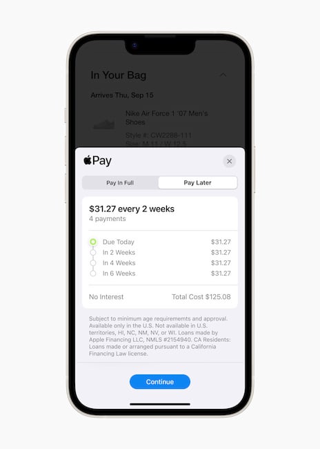 Apple Pay Later: bersicht in der Wallet-App