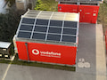 Die in Frankfurt stationierten Netz-Notfall-Container von Vodafone knnen ber Solarzellen gespeist werden. 