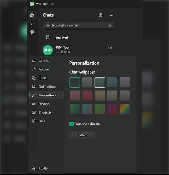 WhatsApp Windows: Farben und Farbverlufe als Hintergrund