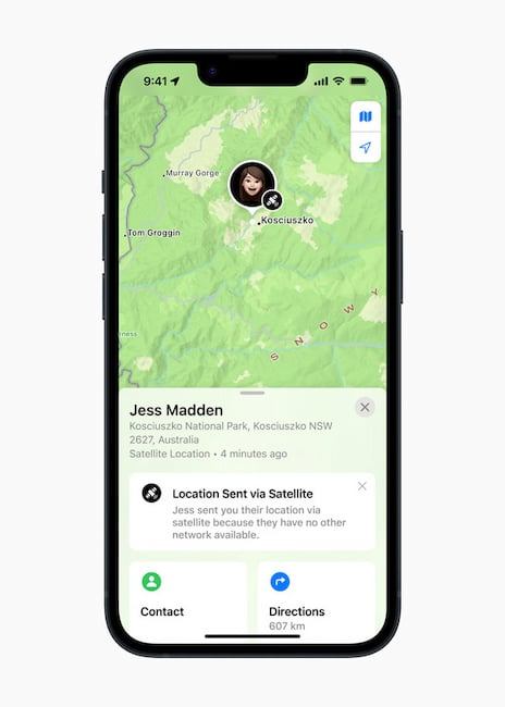 Mit MyFind knnen sich iPhone-14-Nutzer via Satellit den eigenen Standort bermitteln und den von Kontakten anzeigen