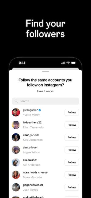 Instagram Thread: Denselben Accounts wie ber Instagram folgen