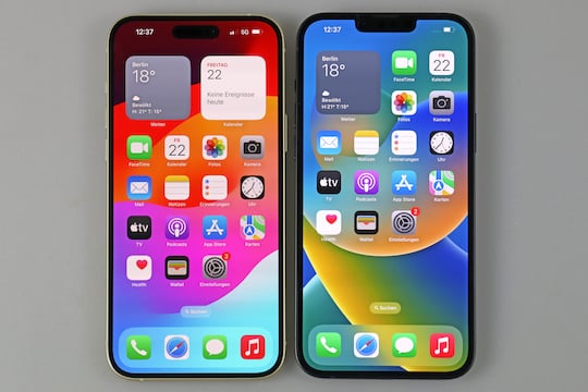 iPhone 15 Plus (l.) und iPhone 14 Plus
