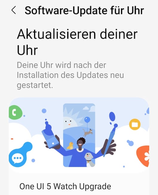 Update-Info in der Galaxy Wearable App