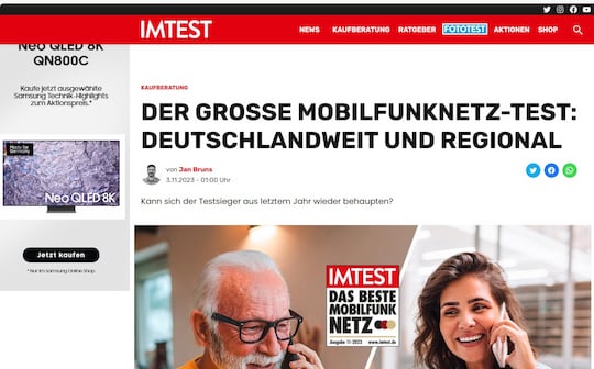 Die Telekom wurde im Netztest von Imtest und im Shoptest des Magazins Chip.de erneut Testsieger.