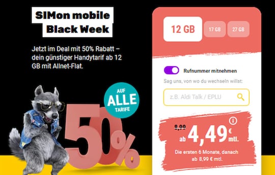 Black Week Aktion bei SIMon mobile
