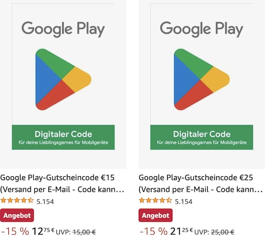 Google Play: Gutschein-Code-Aktion bei Amazon