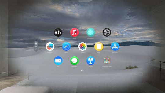 Apps auf dem Bildschirm der Apple Vision Pro