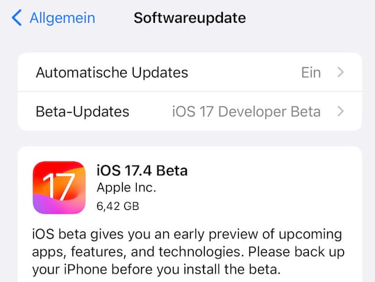 Erste Beta-Version von iOS 17.4 verfgbar