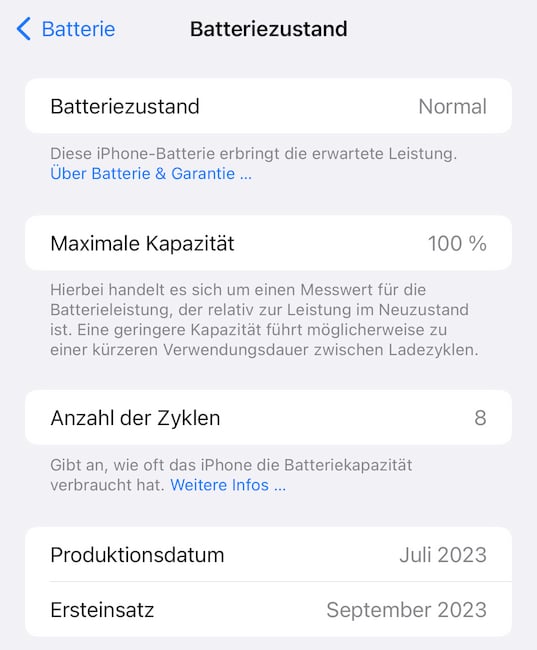 Men zum Batteriezustand unter iOS 17.4 Beta 4