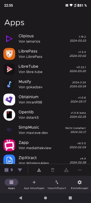 Obtainium liefert schnell App-Updates