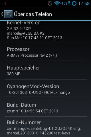 Cyanogenmod 10, in einer angepassten Version, auf einem Sony Ericsson Xperia Mini Pro